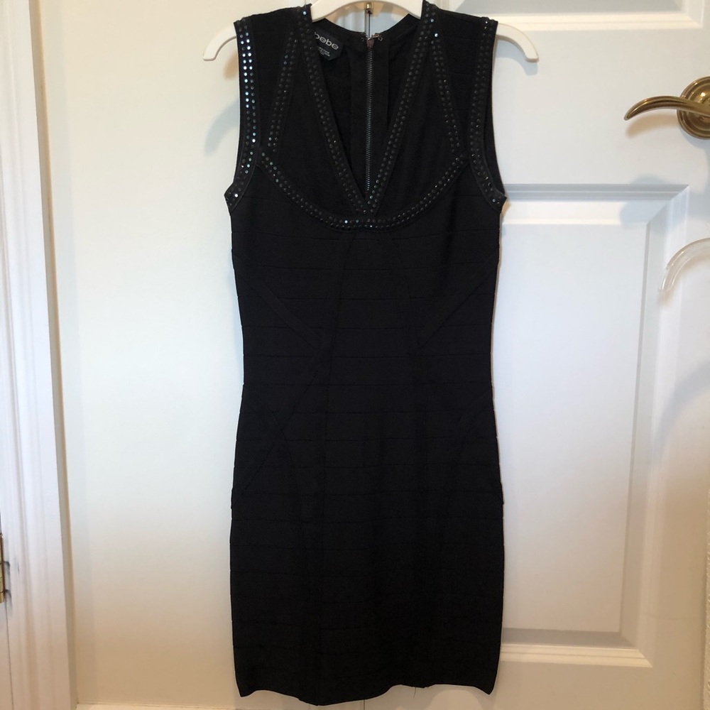 Bebe bodycon black mini dress
